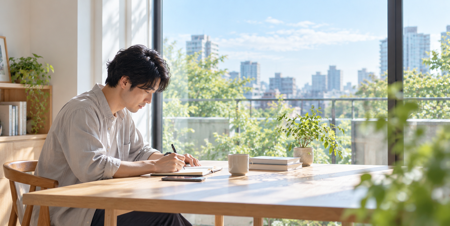 A person writing product ideas in a notebook